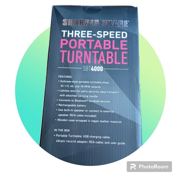 Sharper Image Portable Wireless Bluetooth Turntable Record Player with Speaker - Picture 4 of 5